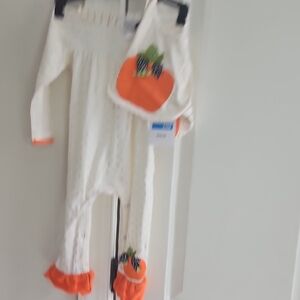nwt girls sz 24m pumkin holiday putfit w/ marchibg bib rare editions